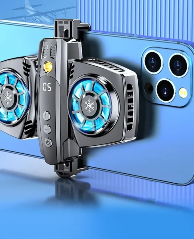 Mobile Phone Cooler Low Noise Dual Semiconductor Twin Turbines and Twin Engines Cell Phone Cooling Fan for Live Streaming