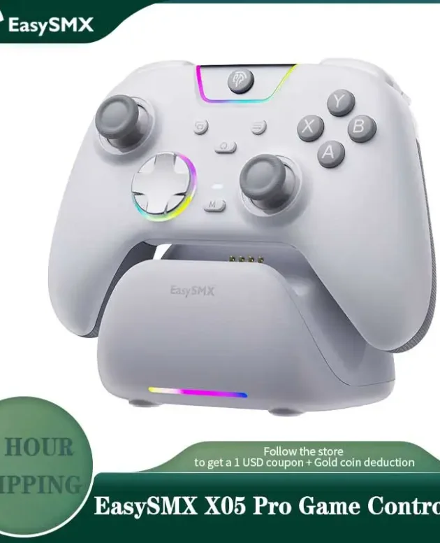 EasySMX X05 Pro Game Controller,Rumble Motors Gamepad with Charing Dock,Mute Button for PC Switch Android OS Phone TV Steam