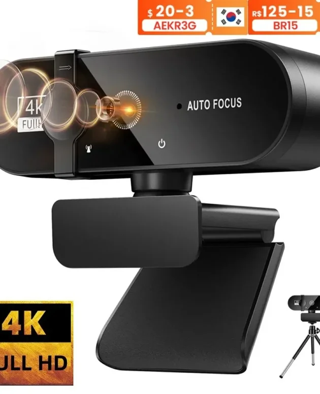 4K Webcam 1080P Mini Camera 2K Full HD Webcam with Microphone 30fps USB Web Cam for Auto Focus PC Laptop Video Shooting Camera