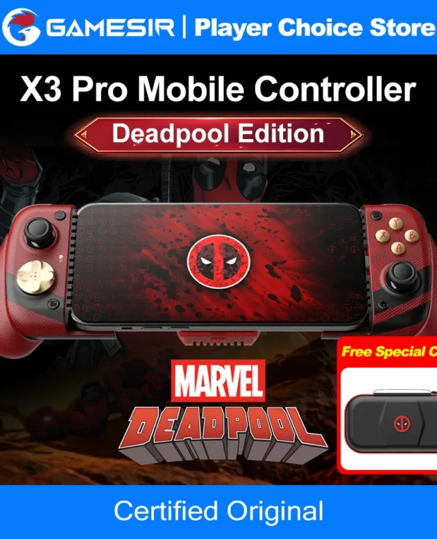 GameSir X3 Pro Deadpool Edition for iPhone 16/15 Series Android Phone Marvel Licensed Mobile Gamepad with Integrated Cooler