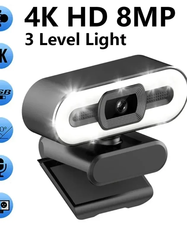 Portable Full HD 1080P 2K 4K Webcam PC Laptop Auto Focus Webcam Live Streaming Flexible with Microphone Live Broadcast withLight