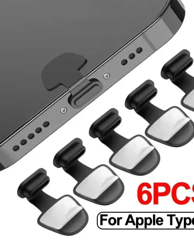 2/4/6Pcs Charging Port Anti-Dust Dirt Plug for iPhone Samsung USB Type-C Port Protector Silicone Dustplugs Cover Anti-Lost Cap