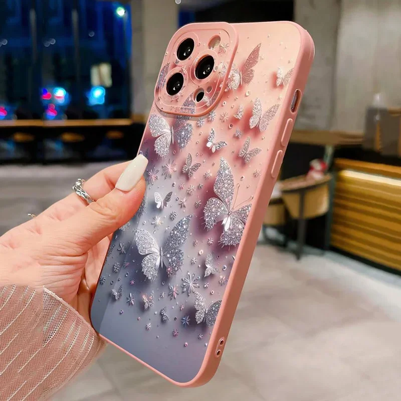 Butterfly & Floral Design Shockproof Phone Case for iPhone 11 12 13 14 15 16 Pro Max 16E Mini XR XS X 7 8 Plus SE2 Matte Cover - Image 6