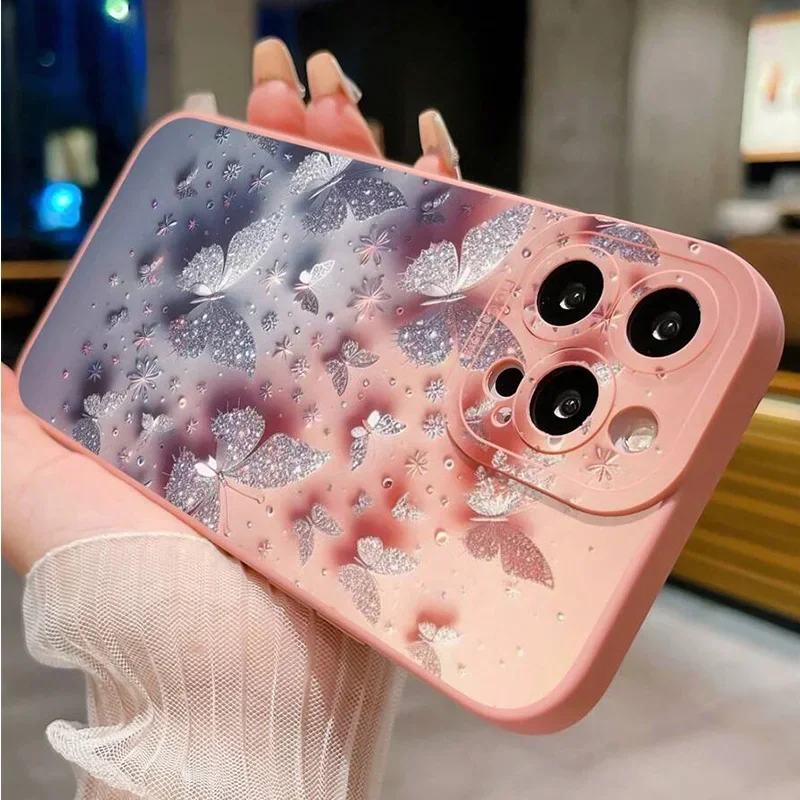 Butterfly & Floral Design Shockproof Phone Case for iPhone 11 12 13 14 15 16 Pro Max 16E Mini XR XS X 7 8 Plus SE2 Matte Cover - Image 4