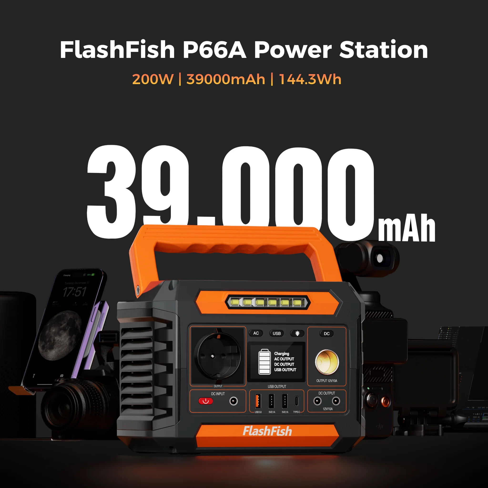 Flashfish P66A Portable Power Station Mini 288Wh Lifepo4 Battery 260W Solar Generator Home Backup Outdoor Camping Mobile Power