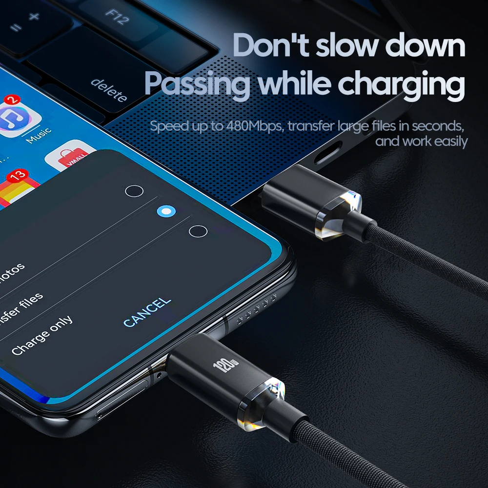 120w usb c cable,0.25m/1m/2m fast charging cable For xiaomi 17 15 pro max oneplus iphone,cable usb type c phone charging cables - Image 2