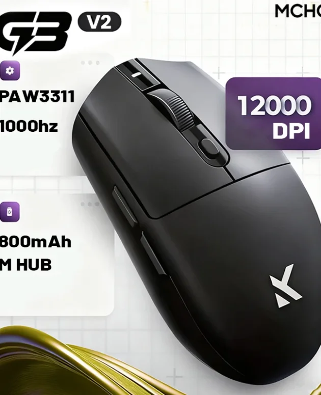 MCHOSE G3 V2 Pro Wireless E-sports Mouse Lightweight Three Mode Bluetooth PAW3395 High Performance 800mAh Game Office 59g Mouse