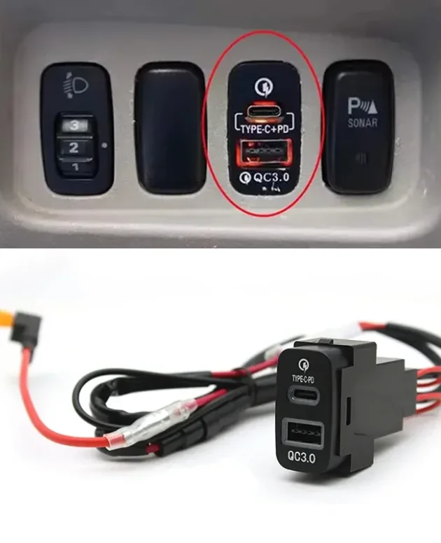 Car Charger Adapter Dual USB TYPE-C PD Fast Phone Charger For Mitsubishi Pajero V73 V93 V97 Outlander Lancer Accessories
