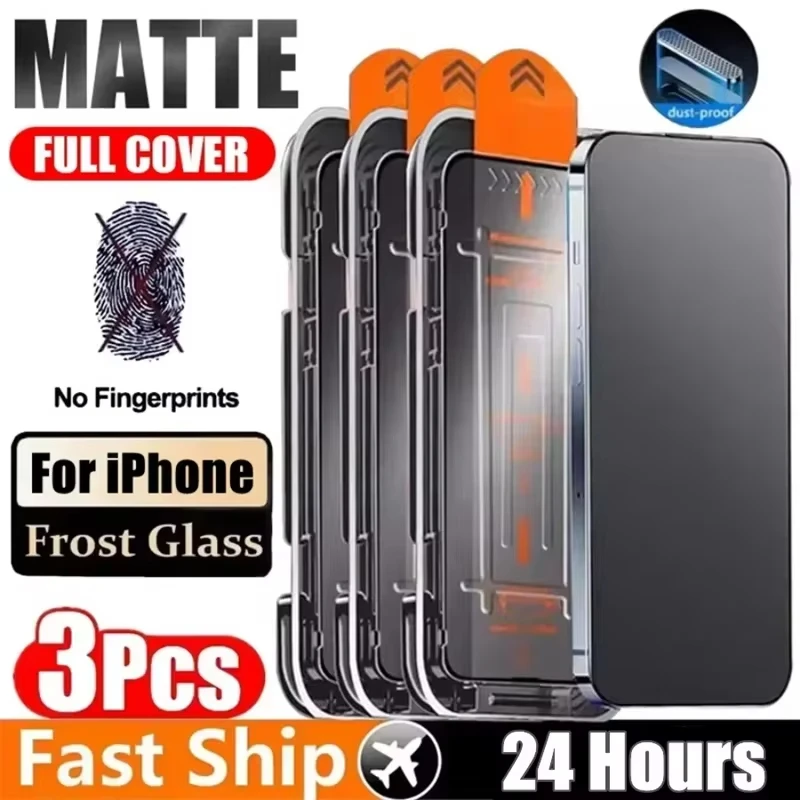 Oleophobic Coating Dust Free Installation Screen Protector For iPhone 17 16 13 15 11 12 14 Pro Max Air 16E Matte Anti-Spy Glass