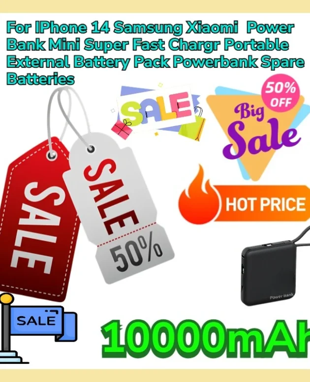 For IPhone 14 Samsung Xiaomi 10000mAh Power Bank Mini Super Fast Chargr Portable External Battery Pack Powerbank Spare Batteries