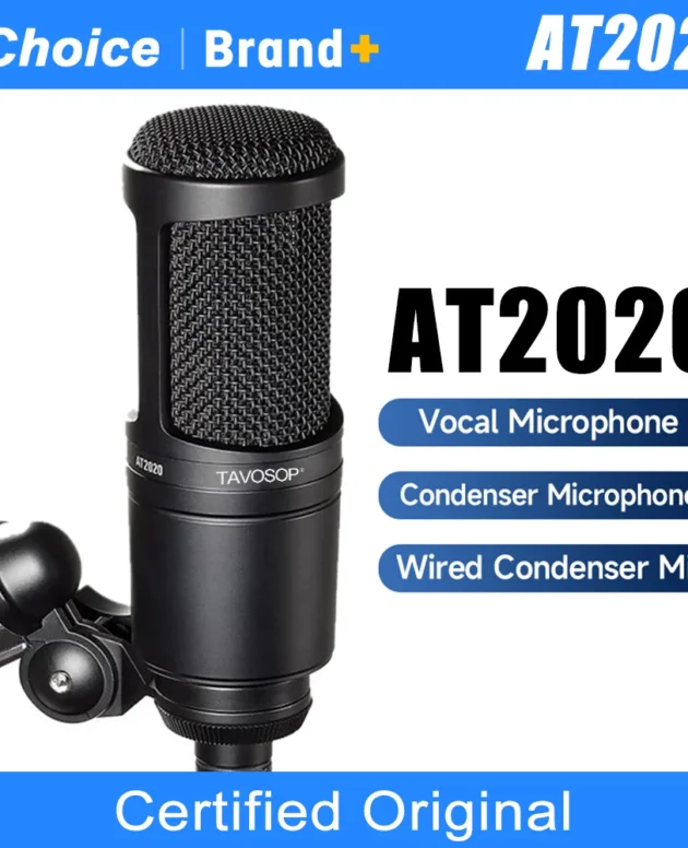 TAVOSOP AT2020 Audio Wired Cardioid Condenser Microphone for Vocal Condenser Pro Studio Live Recording Home Live Recording