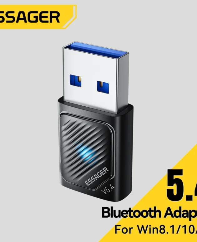 Essager USB Bluetooth 5.4 Adapter WIreless Transmitter Receiver For PC Laptop Driver Free For Win10/11 Bluetooth Keyboard Mouse