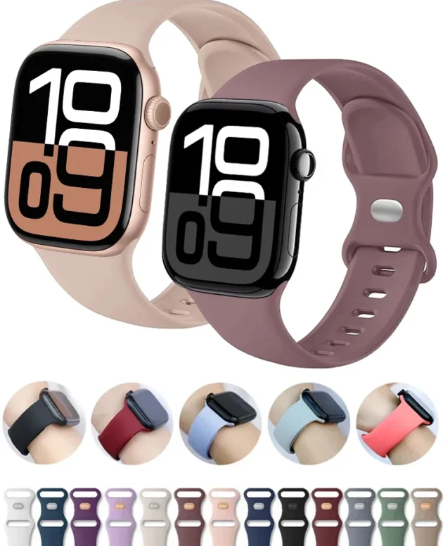Silicone Strap For Apple Watch Band 45mm 44mm 41mm 40mm 42mm 46mm ultra 49mm Sport bracelet correa series 11 7 8 9 10 4 3 5 6 se