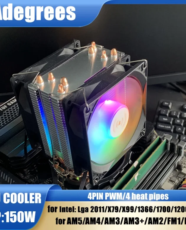 X99 CPU Air Cooler 2/4 Heat pipes 3PIN/4PIN Quiet CPU RGB Cooling Fan For Intel LGA 775 1366 1151 1155 1200 1700 2011 AM4 AM5