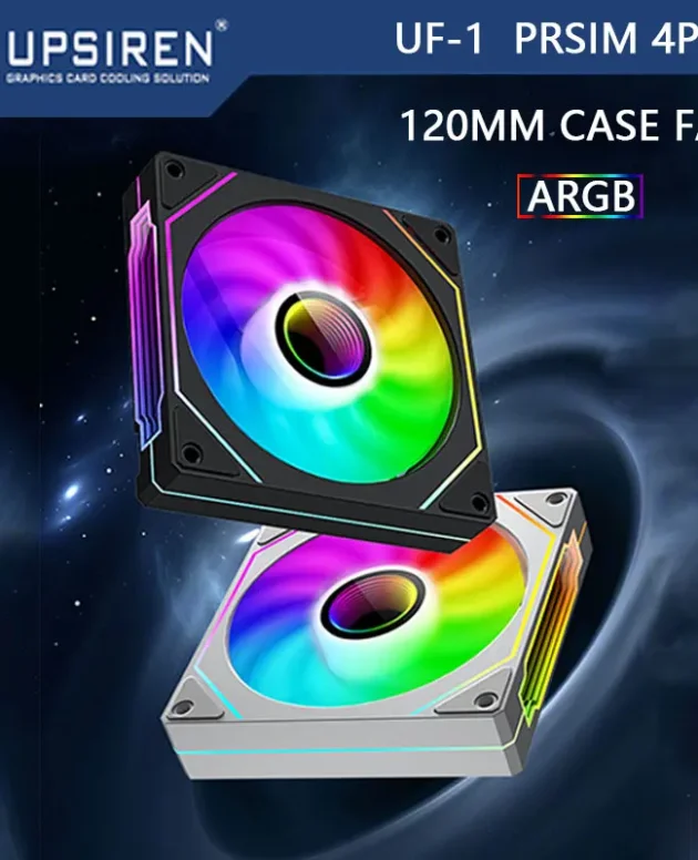 UPSIREN UF-1 PRISM 4 PRO Computer Chassis Fan 12cm ARGB 4 Pin PWM Quiet Cooling Fan 12V Large Air Volume 45.2CFM/600-1500RPM