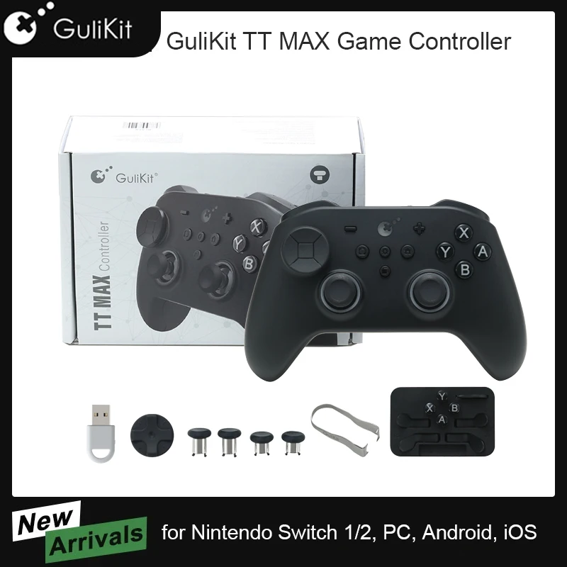 GuliKit TT Max with Tension Adjustable TMR Joysticks Wireless Controller for PC Windows Android iOS Support Switch 1/2 Wakeup