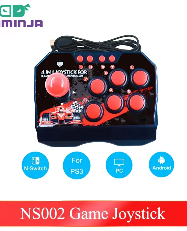 GAMINJA NS002 4 In 1 Retro Arcade Console Game Joystick Rocker Fighting Controller for Nintendo Switch PS3 PC Android TV