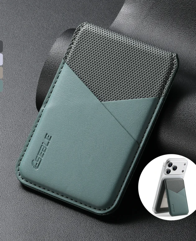 Luxury Business Leather Wallet Card Holder Bag For iPhone & Samsung Galaxy MagSafe Accessories With Slim Geometric Design Gift