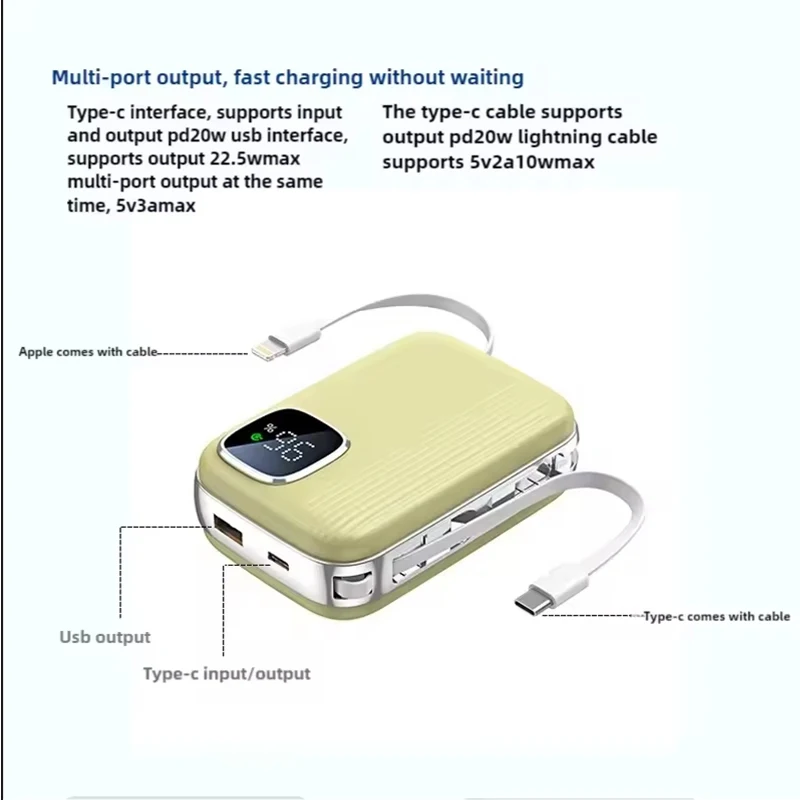 10000mAh 20000mAh Portable Dual-wire Power Bank 20W/22.5W Compatible Mobile Power Supply Is Suitable for iPhone, Huawei, Xiaomi - Image 5
