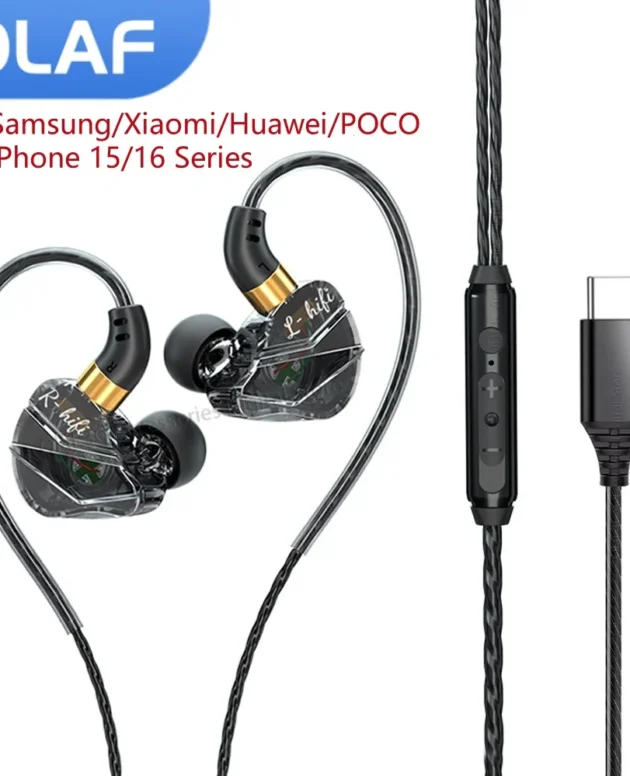 OLAF DAC Type C Earphones Wired Headset USB C Gamer Headphones Cable Handsfree Type-C Earbuds For iPhone16 15 Samsung S23 Xiaomi