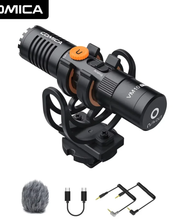 VM10 PRO Professional Video Microphone with Shock Mount,Gain Control and Deadcat for iPhone Android