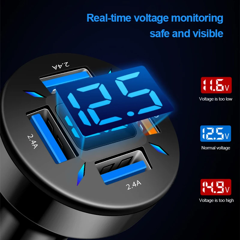 66W 4 Ports USB Car Charger Fast Charging PD Quick Charge 3.0 USB C Car Phone Charger Adapter For Xiaomi Samsung iPhone 13 12 - Image 5