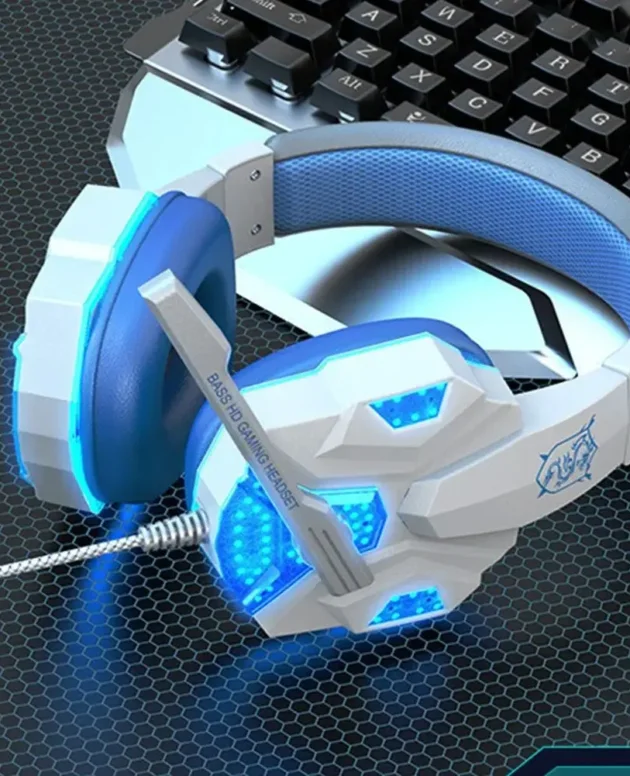 RGB LED Light Gaming Headsets With Mic Low Latency 3.5mm Wired Gaming Headphone For Computer PS4 PS5 Xbox Bass Stereo Earphones
