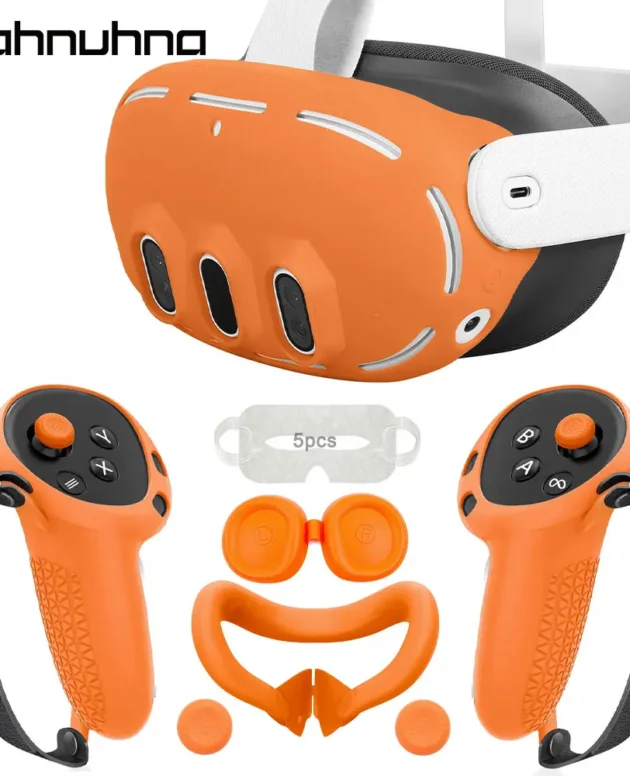 Silicone Protective Cover Set for Quest 3 VR Headset Controller Grip Shell Case Lens Cap Face Cover For Meta Quest 3 Accessories