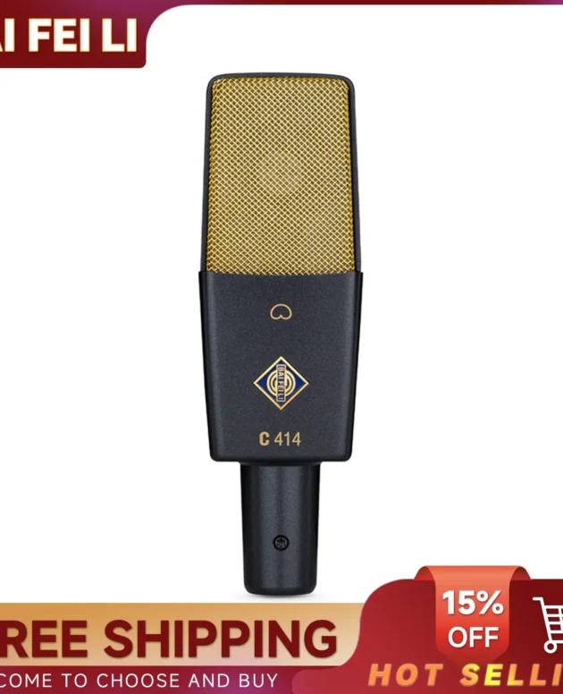 BAIFEILI C414 Cardioid Professional Condenser Microphone XLR With Large Diaphragm For Streaming, Recording, Vocal Voice, Drum