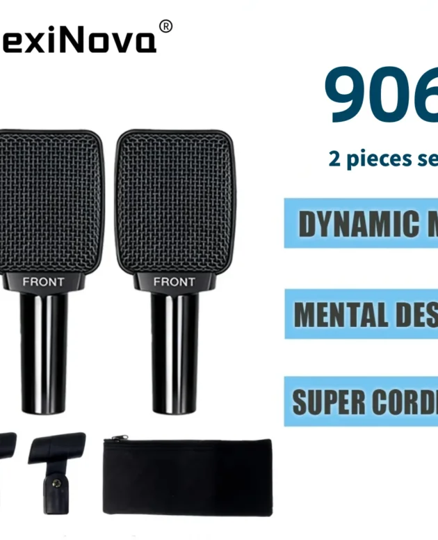 LexiNova 906 Drum Microphones 2 Pieces Set Professional Dynamic Instrument Mic HD Sound For Live Recording and Stage Performance