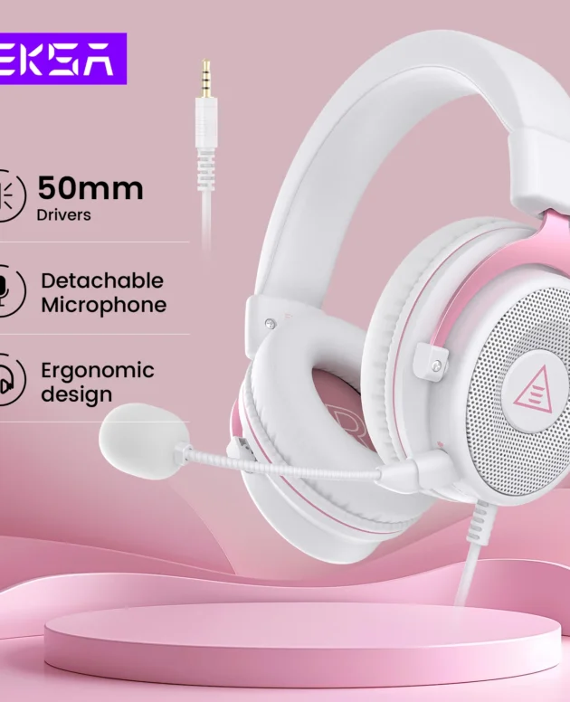 EKSA E900 PC Gaming Headphones 3.5mm Wired Headset Gamer Stereo Over-Ear Headphone with Detachable Microphone for PS4/PS5/Xbox