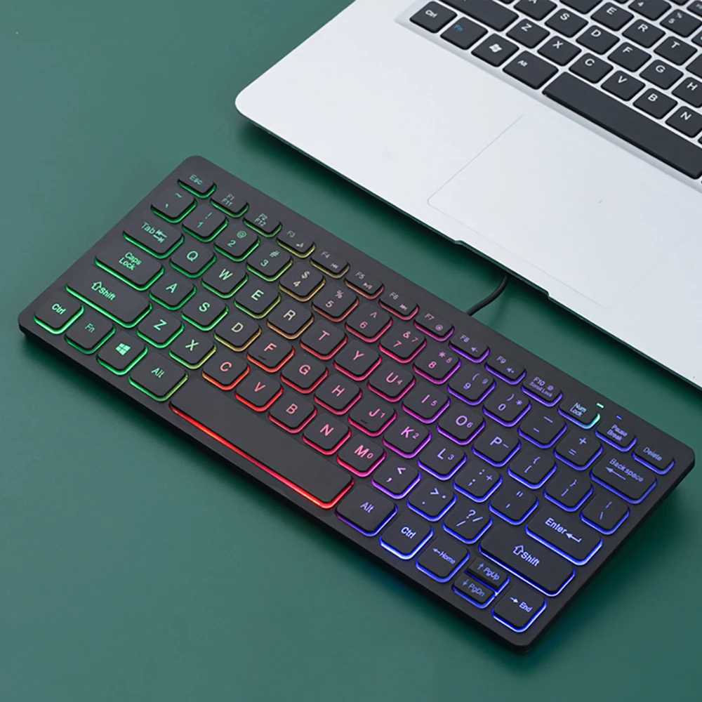 78 key Backlit Wired Keyboard Mini Small Laptop External Keyboard Portable Ultra-Slim Tablet Keyboard