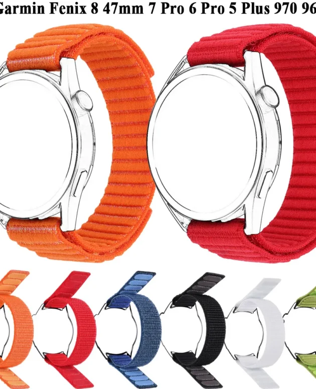 22mm Hook Loop Nylon Strap Watchband For Garmin Fenix 8 7 6 Epix Pro 2 Forerunner 970 965 955 945 935 570 265 255 Watch Bracelet
