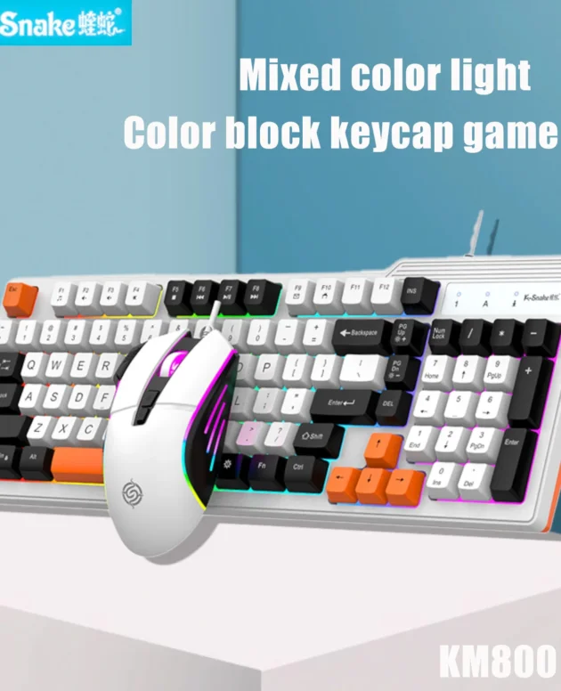 K-snake KM800 Pro wired mechanical feel keyboard and mouse set RGB segmented DPI mecha wind pattern laptop office