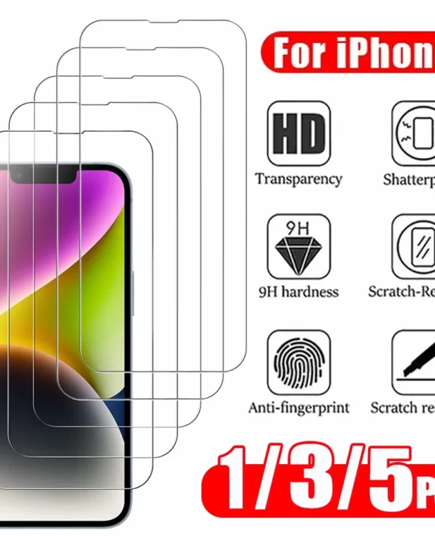 1~5PCS HD Tempered Glass For iPhone 16 17 Pro Max 17e 16e 15 14 13 12 Screen Protector Film For iPhone 11 13 Mini Glass