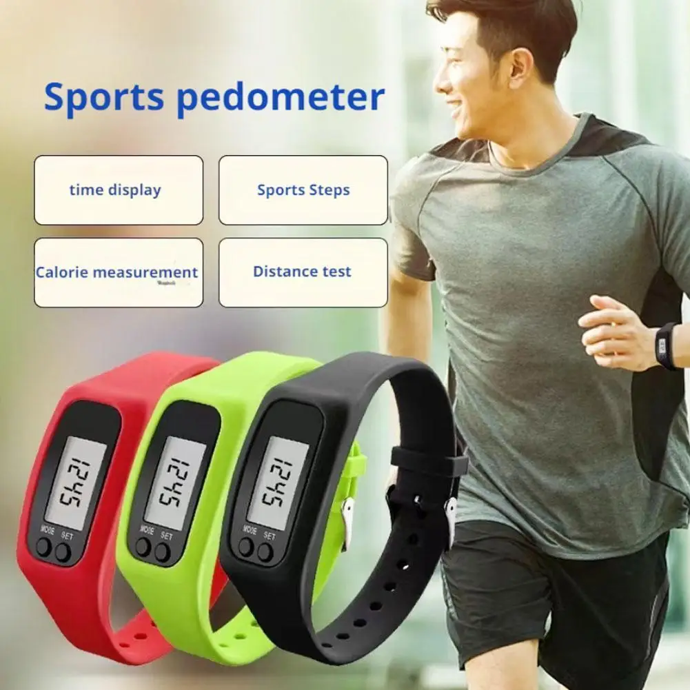 Sport Running Silicone Pedometer Calorie Step Counter Digital Watch Bracelet Watch Pedometer Digital LED Walking Distance Supply