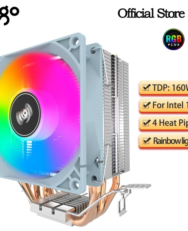 Aigo CPU Cooler 2 4 6 Heat Pipes PC Radiator Cooling 3PIN PWM Silent Rgb Fan For Intel 1700 1150 1155 1156 1366 AM2/AM3/AM4 AMD