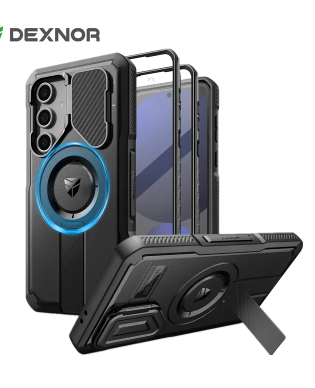 For Samsung Galaxy S24 FE Case with Camera Cover & Built-in Screen Protector Magnetic Rugged Shockproof Protective Cover Holder