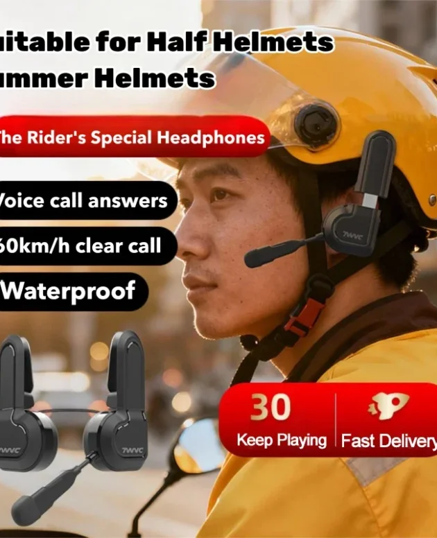 Motorcycle Bluetooth Headset Wireless Stereo Moto Helmet Headphones Music Player Handsfree Earphone with Clip Holder