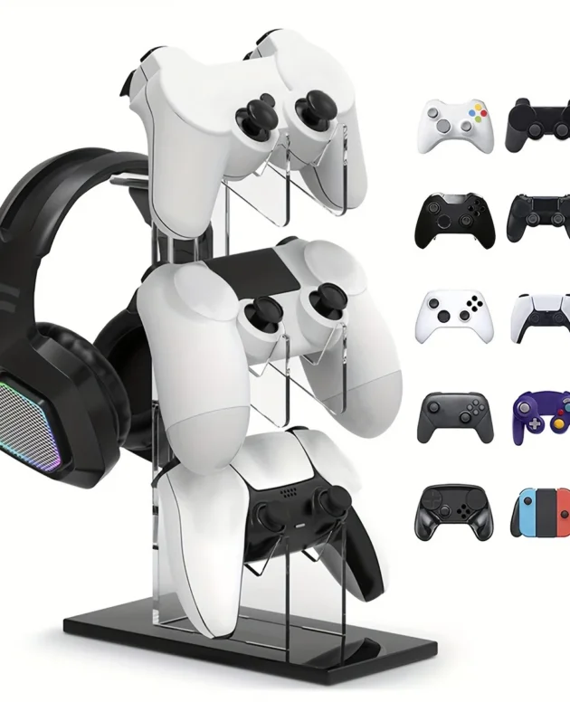 Universal 3-layer Controller Holder and Headphone Holder Game Accessories For PS5 PS4 Storage Holder Black, White, Transparent