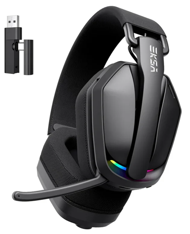 EKSA 2.4GHz Wireless Gaming Headphones With Mic USB/Type C Ultralight Foldable Over-Ear Bluetooth Headset Gamer For PC/PS5/Xbox