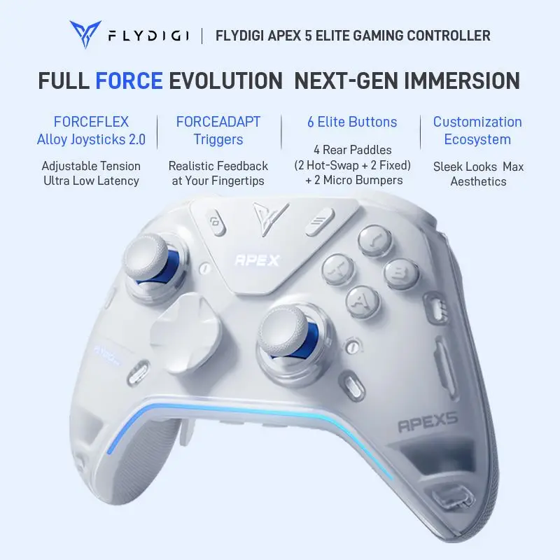 Original Flydigi APEX 5 Gaming Controller Wireless Gamepad Elite Force Feedback Trigger Support PC/Switch/Mobile/TV Box