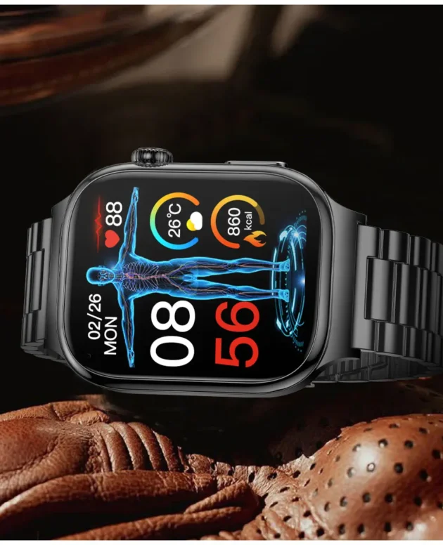TK18 2.04'' AMOLED Smart Watch ECG Health Monitoring Uric Acid LED Flashlight BT Call Outdoors Sports Fitness Tracker Smartwatch