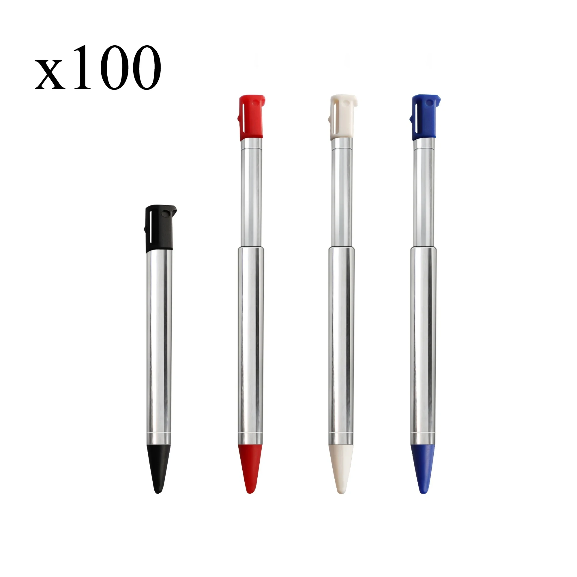 100 Pcs Metal Retractable Replacement Stylus Pen Multi Color Set for Nintendo 3DS Handheld Console