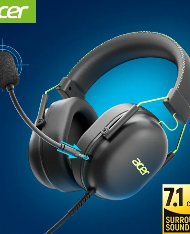 2025 Acer Headphones OHW200 7.1 Surround Sound Wired USB Gaming Headset with Mic Noise Cancelling- Gamer for PC, Laptop