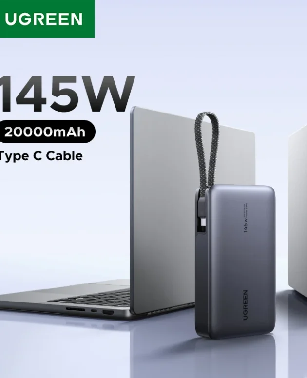 UGREEN 145W Power Bank 20000mah Built-in Type C Cable PD3.0 100W Portable Laptop Charger External Battery