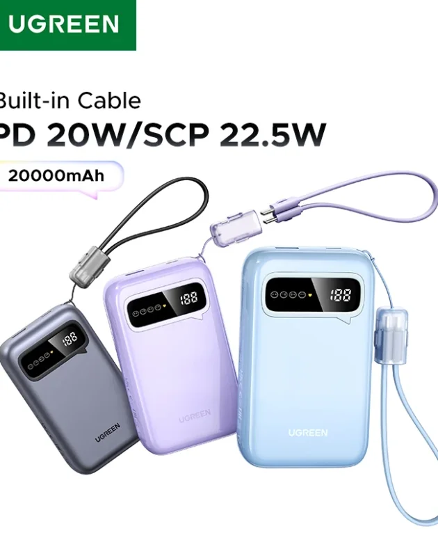 UGREEN 22.5W 20000mAh Type C Cable Power Bank Fast Charge Portable PowerBank for iPhone 16 Pro Max PD 20W External Battery