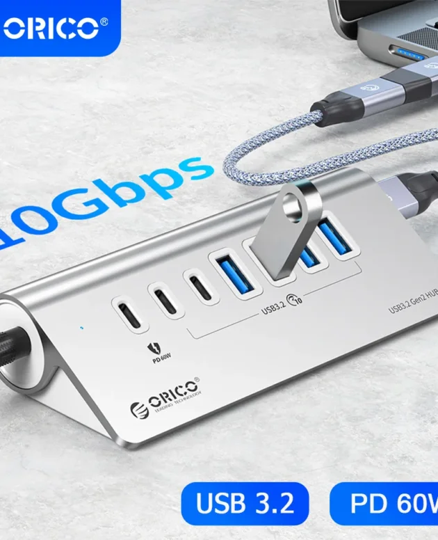 ORICO 10Gbps USB 3.2 Docking Station Hub Type C Splitter PD60W Charging Adapter Multi 4/7 Ports Switch For PC Laptop Accessories