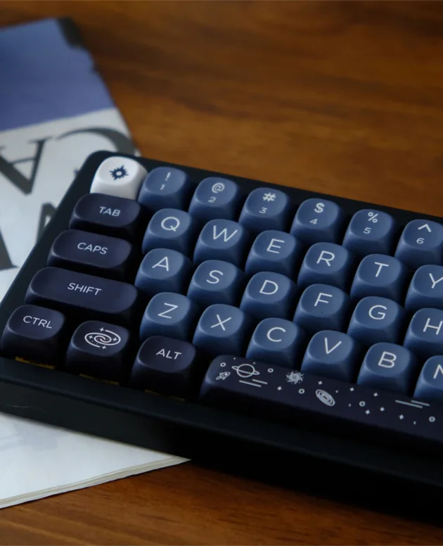MOA Profile PBT Key caps White Milky Way Five Sided Dye Sublimation Keycaps for Cherry Gateron MX Switches Mechanical Keyboard