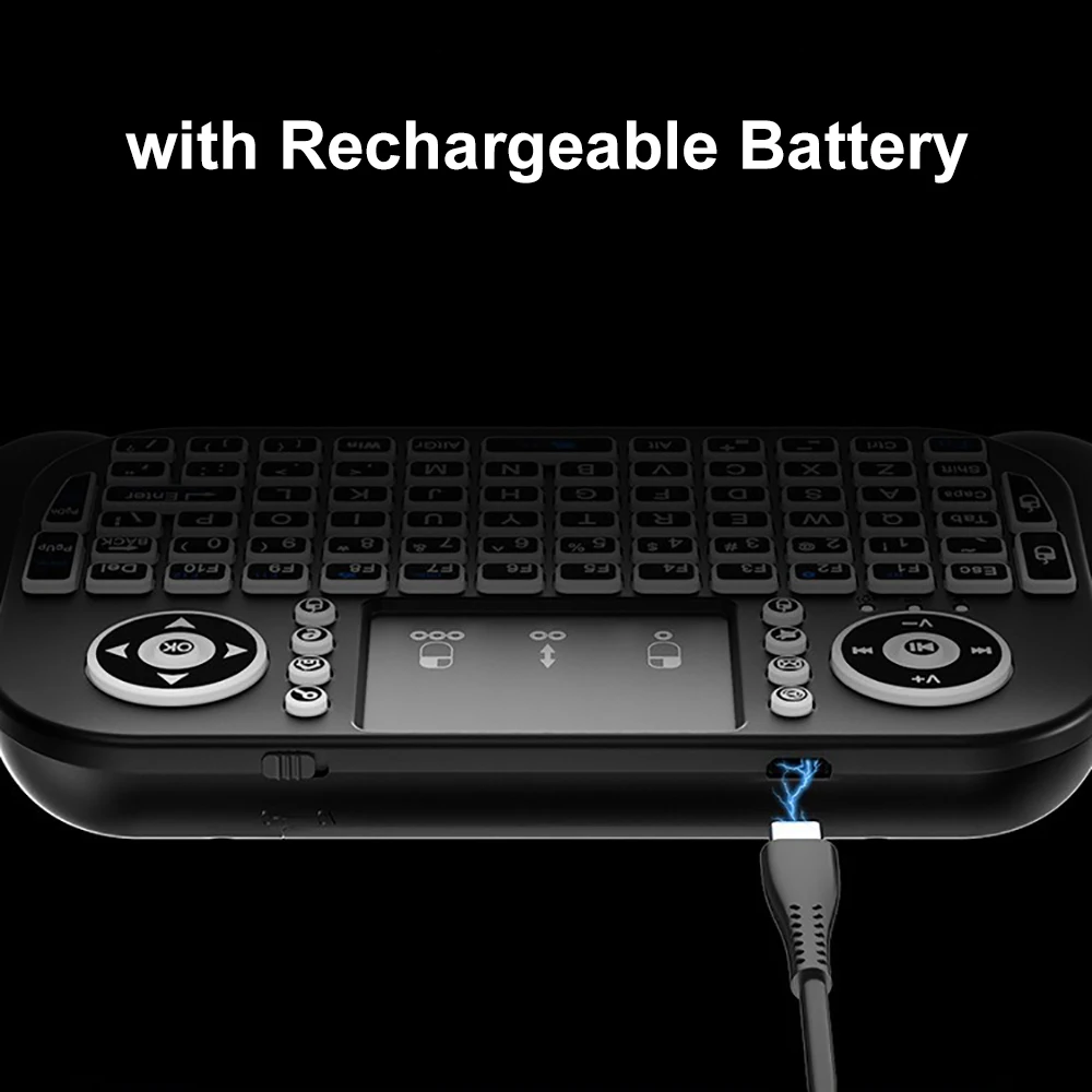 RGB Mini Keyboard Bluetooth 5.0 Keyboard 2.4G Wireless Keyboard Dual-mode Rechargeable Keyboard with Touchpad for Android TV Box - Image 3